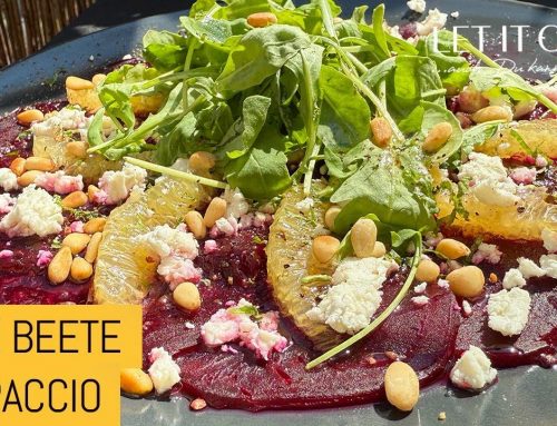 Rote Beete Carpaccio mit Feta und Pinienkernen